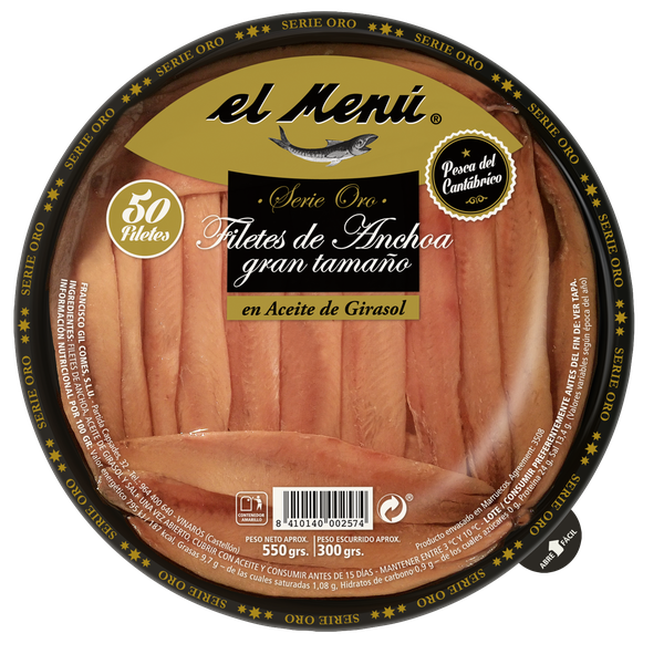 Large size Cantabrian Anchovy Fillets in Sunflower Oil-50 uds.
