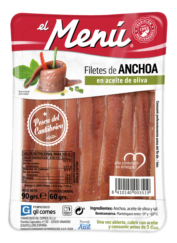 Filetes de Anchoa del Cantábrico en Aceite de Oliva