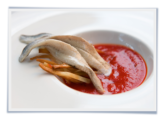 Fresh Anchovies in Piquillo Pepper Cream